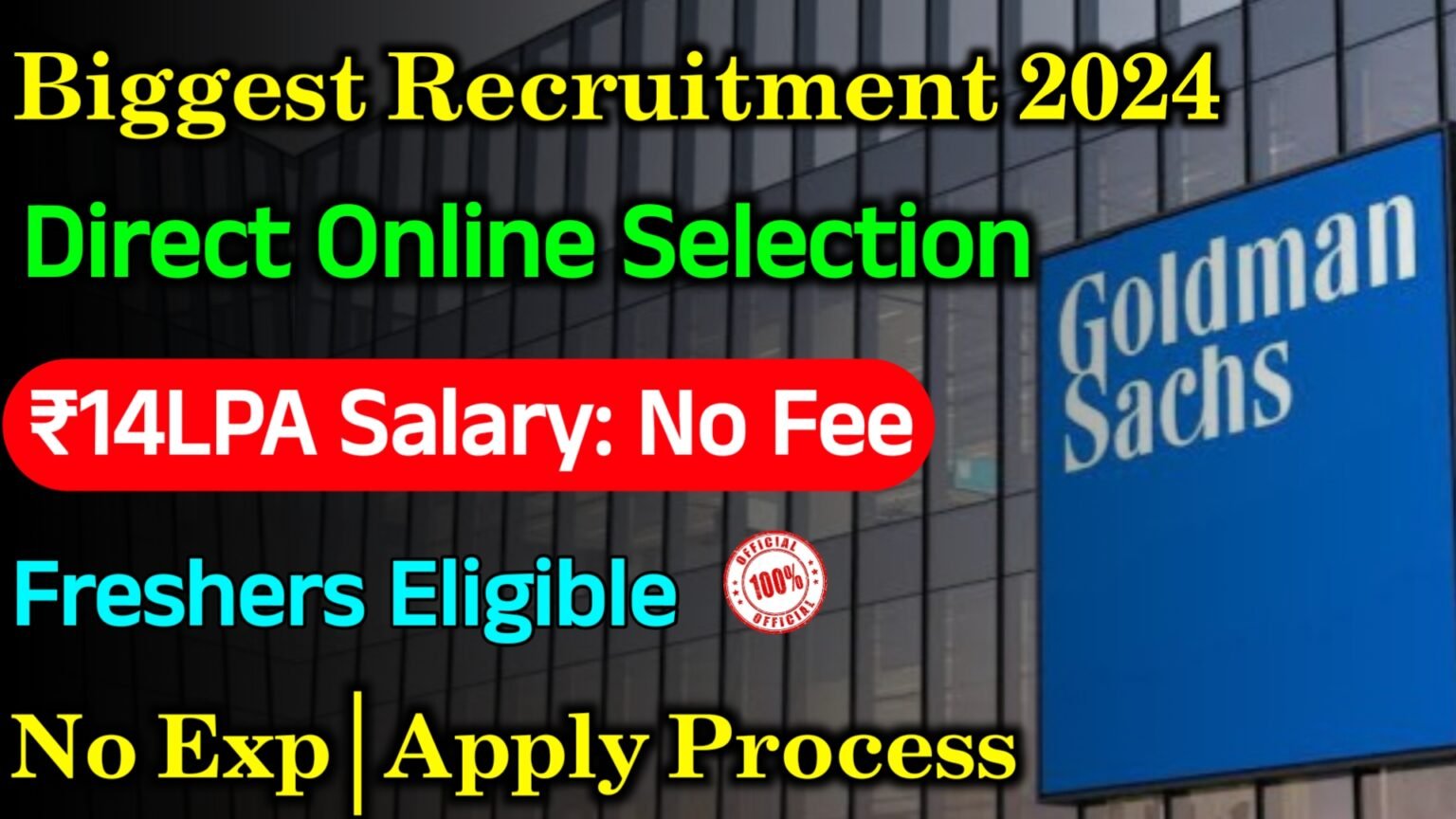 Goldman sachs Mass Hirinig 2024 Latest Jobs For Freshers 2024