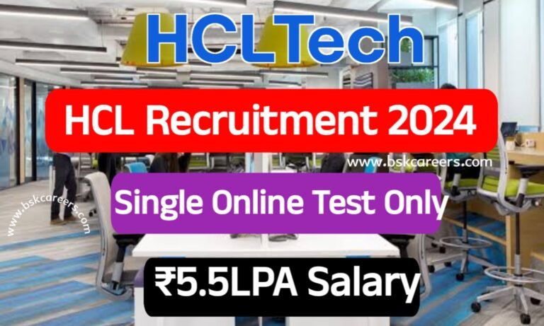 HCL Recruitment 2024 | Latest Jobs For Freshers 2024 – Bskcareers.com